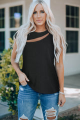 Round Neck Cutout Top - Flyclothing LLC