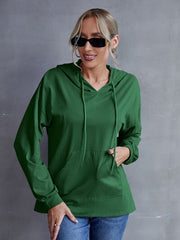 Drawstring Pocketed Dropped Shoulder Hoodie - Flyclothing LLC