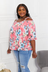 Sew In Love Full Size Fresh Take  Floral Cold-Shoulder Top - Flyclothing LLC