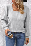 Square Neck Puff Sleeve Blouse - Flyclothing LLC