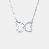 Moissanite 925 Sterling Silver Heart Bow Necklace - Flyclothing LLC