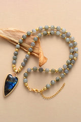 Natural Stone Pendant Beaded Necklace - Flyclothing LLC