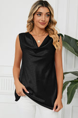 Ruched Cowl Neck Tank - Flyclothing LLC