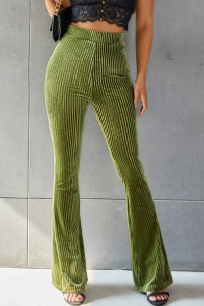 Ribbed High Waist Flare Pants - Flyclothing LLC