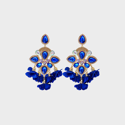 Flower Shape Rhinestone Alloy Dangle Earrings - Flyclothing LLC