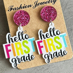 HELLO SECOND GRADE Acrylic Dangle Earrings - Trendsi