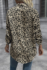 Leopard Roll-Tap Sleeve Shirt - Flyclothing LLC