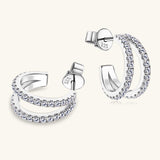 Moissanite 925 Sterling Silver C-Hoop Earrings - Flyclothing LLC