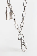 Double Layered Iron Chain Belt with Lock Charm - Flyclothing LLC