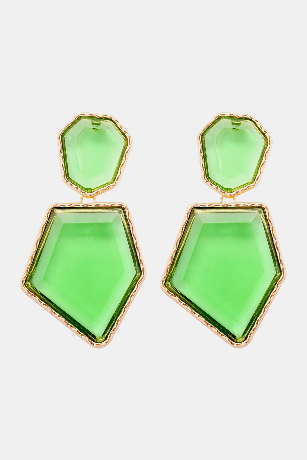 Geometrical Shape Zinc Alloy Frame Resin Dangle Earrings - Flyclothing LLC