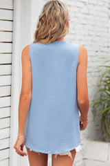 Texture V-Neck Sleeveless Top - Flyclothing LLC