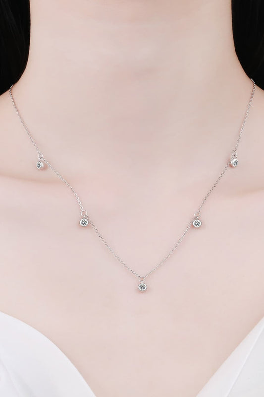 Moissanite Rhodium-Plated Necklace - Flyclothing LLC