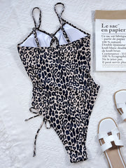 Leopard Cutout Tied One-Piece Swimsuit - Flyclothing LLC