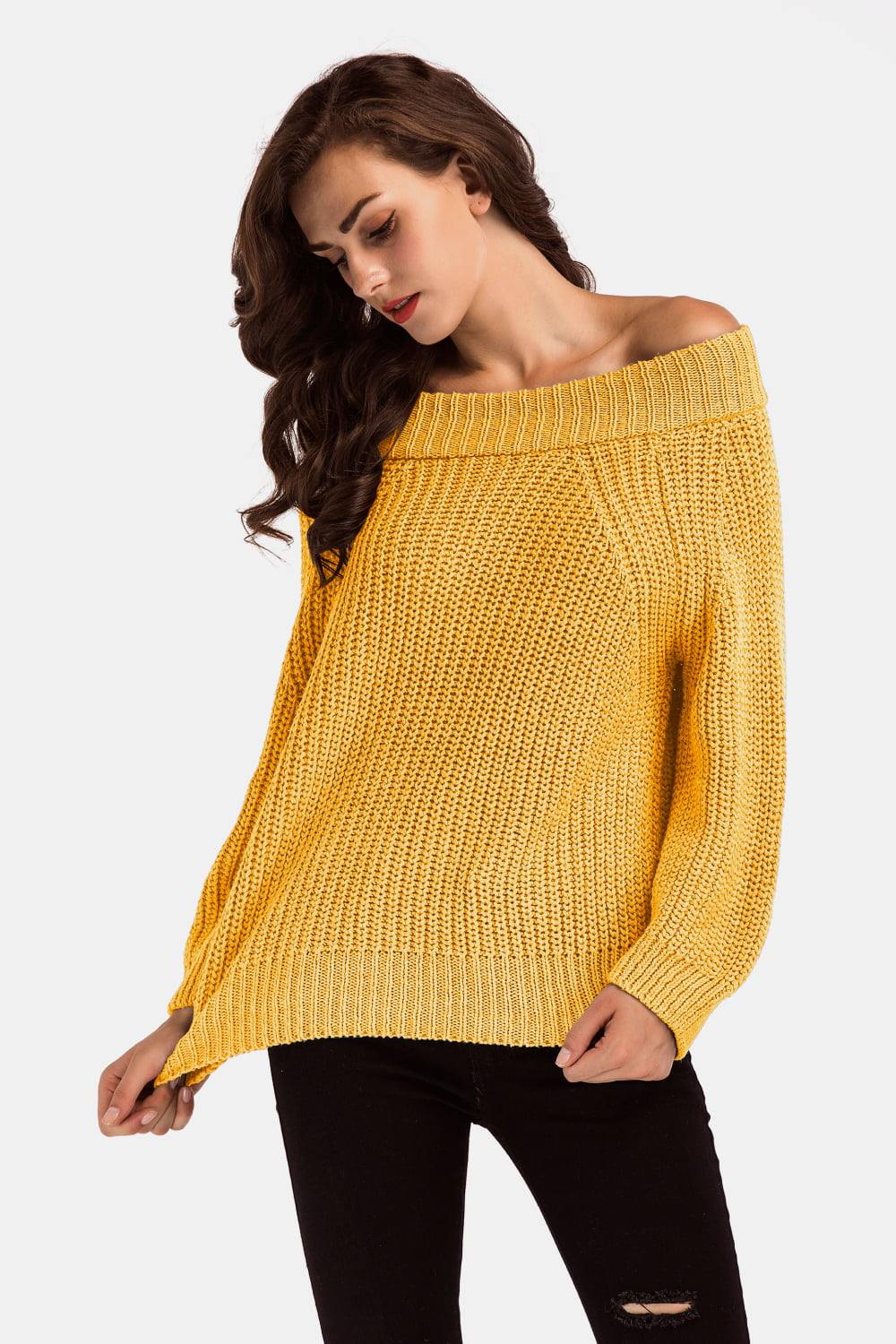 Mustard off shop the shoulder jumper