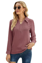 Swiss Dot Johnny Collar Blouse - Flyclothing LLC