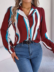 Printed Button Up Long Sleeve Shirt - Flyclothing LLC