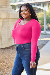 Basic Bae Full Size Round Neck Long Sleeve Bodysuit - Flyclothing LLC