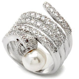 Alamode Rhodium Brass Ring with AAA Grade CZ in Clear - Flyclothing LLC