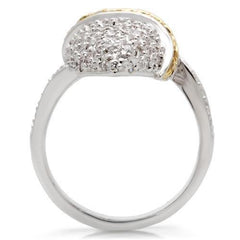 Alamode Gold+Rhodium Brass Ring with AAA Grade CZ in Topaz - Flyclothing LLC