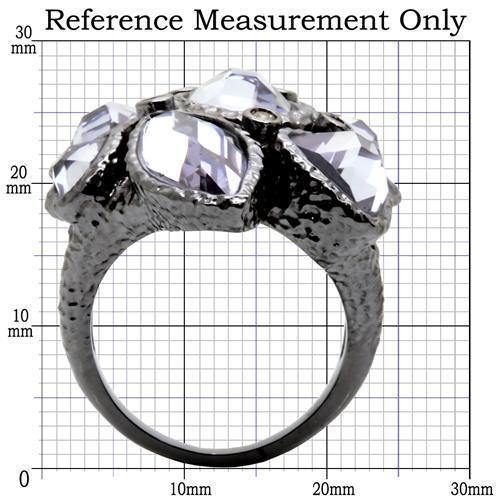 Alamode Ruthenium Brass Ring with AAA Grade CZ in Light Amethyst - Alamode