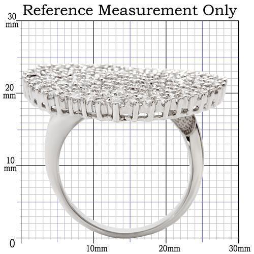 Alamode Rhodium Brass Ring with AAA Grade CZ in Clear - Flyclothing LLC