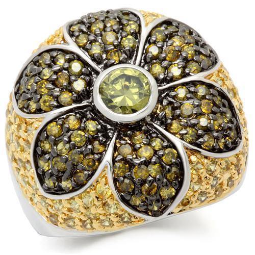 Alamode Rhodium+Gold+ Ruthenium Brass Ring with AAA Grade CZ in Multi Color - Alamode