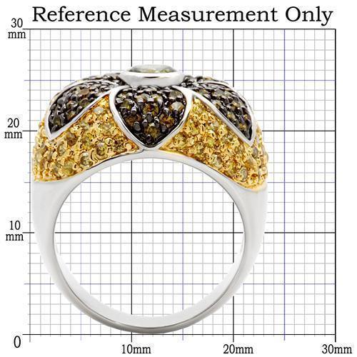 Alamode Rhodium+Gold+ Ruthenium Brass Ring with AAA Grade CZ in Multi Color - Alamode