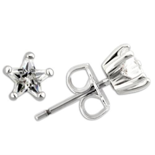 Alamode Rhodium 925 Sterling Silver Earrings with AAA Grade CZ in Clear - Flyclothing LLC