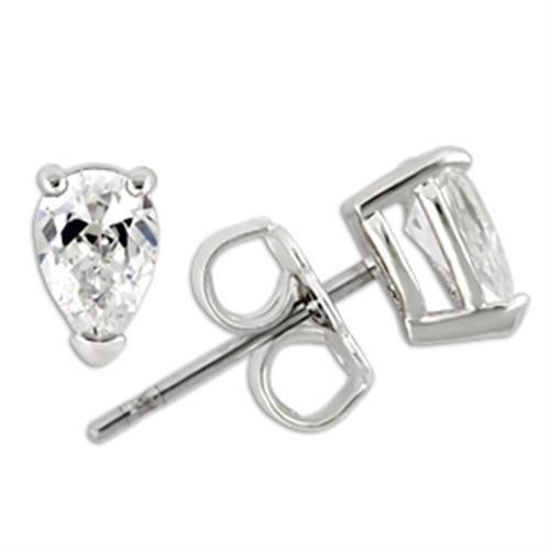 Alamode Rhodium 925 Sterling Silver Earrings with AAA Grade CZ in Clear - Alamode