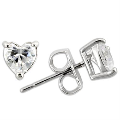 Alamode Rhodium 925 Sterling Silver Earrings with AAA Grade CZ in Clear - Flyclothing LLC