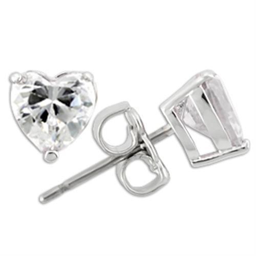 Alamode Rhodium 925 Sterling Silver Earrings with AAA Grade CZ in Clear - Flyclothing LLC