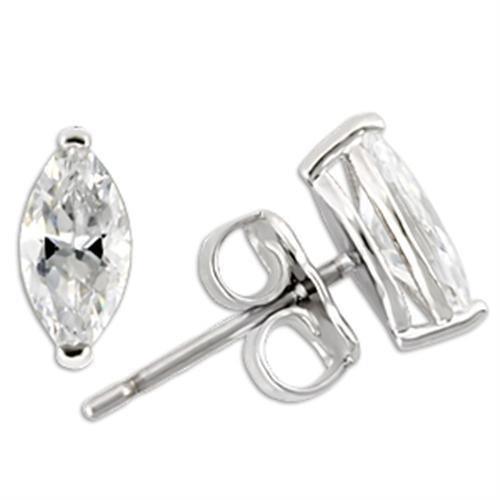 Alamode Rhodium 925 Sterling Silver Earrings with AAA Grade CZ in Clear - Flyclothing LLC