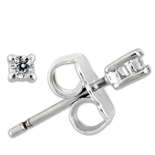 Alamode Rhodium 925 Sterling Silver Earrings with AAA Grade CZ in Clear - Flyclothing LLC