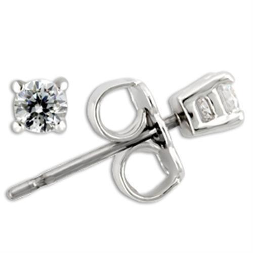 Alamode Rhodium 925 Sterling Silver Earrings with AAA Grade CZ in Clear - Flyclothing LLC