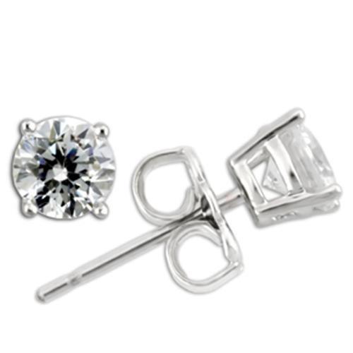 Alamode Rhodium 925 Sterling Silver Earrings with AAA Grade CZ in Clear - Flyclothing LLC