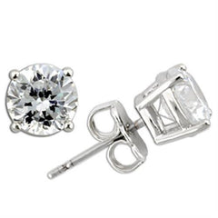 Alamode Rhodium 925 Sterling Silver Earrings with AAA Grade CZ in Clear - Alamode