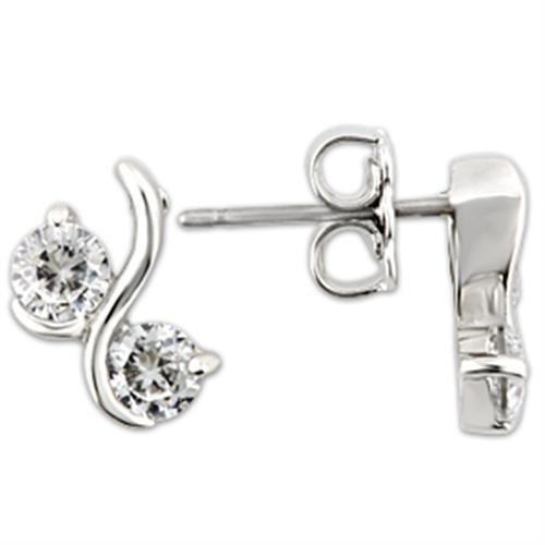 Alamode Rhodium 925 Sterling Silver Earrings with AAA Grade CZ in Clear - Alamode