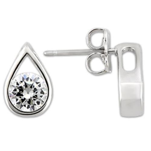 Alamode Rhodium 925 Sterling Silver Earrings with AAA Grade CZ in Clear - Alamode