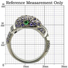 Alamode Ruthenium Brass Ring with AAA Grade CZ in Multi Color - Alamode