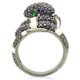 Alamode Ruthenium Brass Ring with AAA Grade CZ in Multi Color - Flyclothing LLC