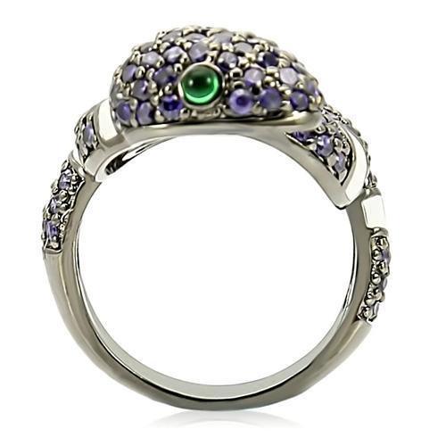 Alamode Ruthenium Brass Ring with AAA Grade CZ in Multi Color - Flyclothing LLC