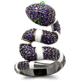 Alamode Ruthenium Brass Ring with AAA Grade CZ in Multi Color - Flyclothing LLC