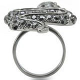 Alamode Ruthenium Brass Ring with Top Grade Crystal in Jet - Flyclothing LLC