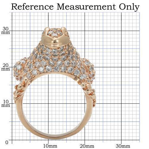 Alamode Rose Gold Brass Ring with AAA Grade CZ in Jet - Alamode