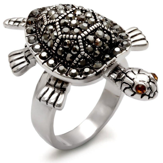 Alamode Rhodium Brass Ring with Top Grade Crystal in Multi Color - Alamode