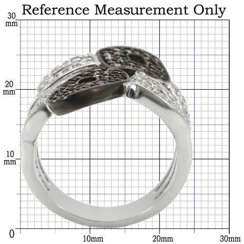 Alamode Rhodium + Ruthenium Brass Ring with AAA Grade CZ in Champagne - Alamode