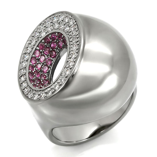 Alamode Ruthenium Brass Ring with Synthetic Garnet in Ruby - Alamode