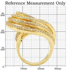 Alamode Gold Brass Ring with AAA Grade CZ in Clear - Flyclothing LLC