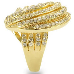 Alamode Gold Brass Ring with AAA Grade CZ in Clear - Flyclothing LLC