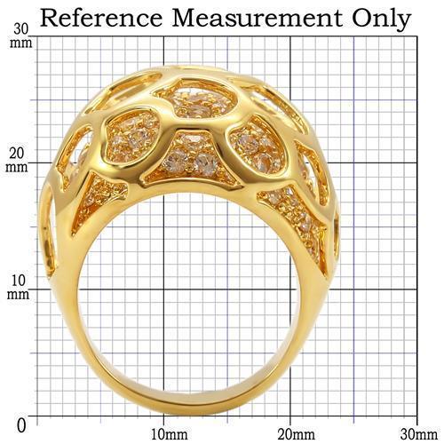 Alamode Gold Brass Ring with AAA Grade CZ in Clear - Flyclothing LLC